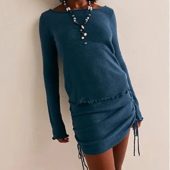 Free People Beach Dresses & Skirts - Free people beach Cabo Sweater Skirt Set - Sparkling Indigo NWT